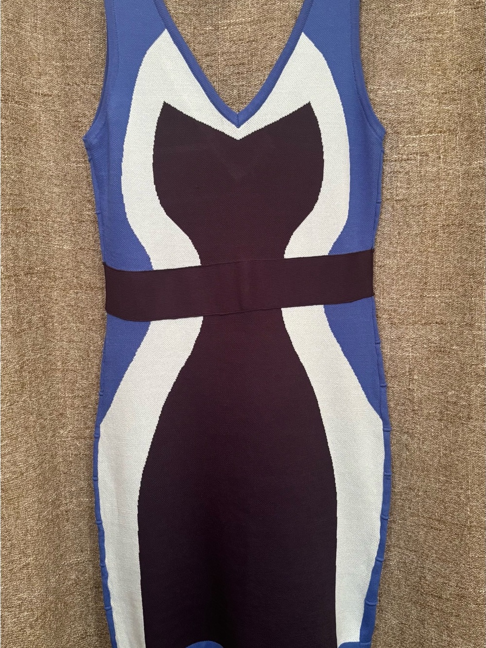 WOW Couture Colorblock Bandage Bodycon Mini Dress L Y2K Mod Illusion Blue